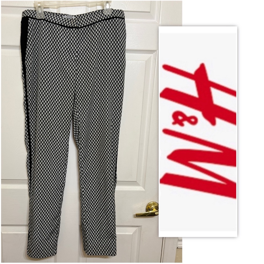 H&M Black and White Tuxedo Striped Trousers